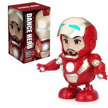 Load image into Gallery viewer, Dance Iron Man Spider Man Avengers Action Figure Toy LED Flashlight With Light Sound Music Robot Bumblebee Hero Electronic Toy
