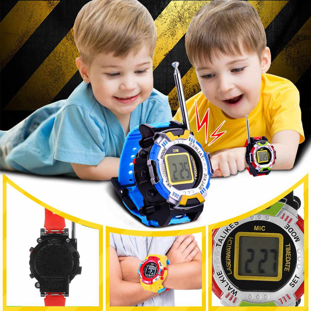 2PCS Walkie Talkie Children Kids Toy Walkie Talkie Family Outdoor Wrist Watch Battery Powered Long Ranges Interactive Smart